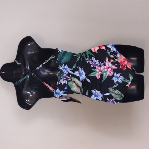 Aqua Green Wrap Tie Front One Piece Swimsuit Medium - Picture 8 of 12